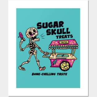 Sugar Skull Treats // Funny Day of the Dead Ice Cream Cart Posters and Art